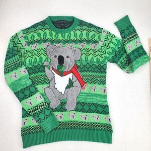 Blizzard Bay Men's or Women's Festive Koala 100% Cotton Sweater, Green  Unisex S